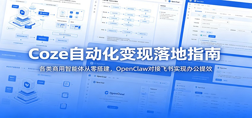 Coze自动化变现落地指南：各类商用智能体从零搭建，OpenClaw对接飞书实现办公提效-时光云网创