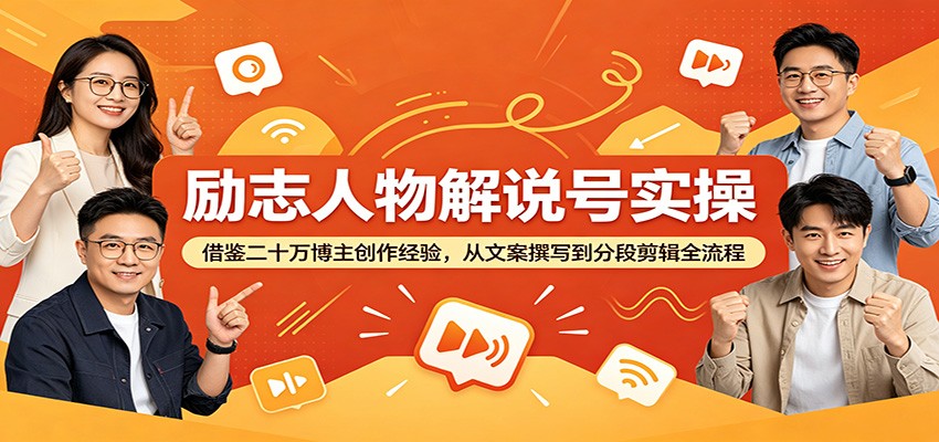 励志人物解说号实操：借鉴二十万博主创作经验，从文案撰写到分段剪辑全流程-时光云网创