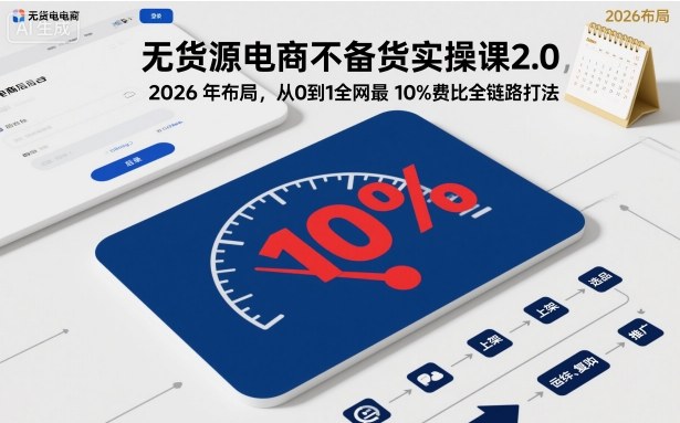 无货源电商不备货实操课2.0，2026年布局，从0到1全网最低10%费比全链路打法【更新26年3月】-时光云网创