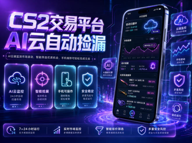 CS2交易平台AI云自动捡漏，多年稳定运行，无需手机，支持任何形式验证，日入300+【揭秘】-时光云网创