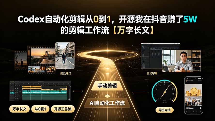 Codex自动化剪辑从0到1，开源我在抖音赚了5W 的剪辑工作流【万字长文】-时光云网创