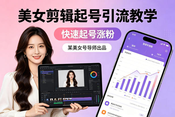 某美女号导师出品：美女剪辑起号引流教学，快速起号涨粉-时光云网创
